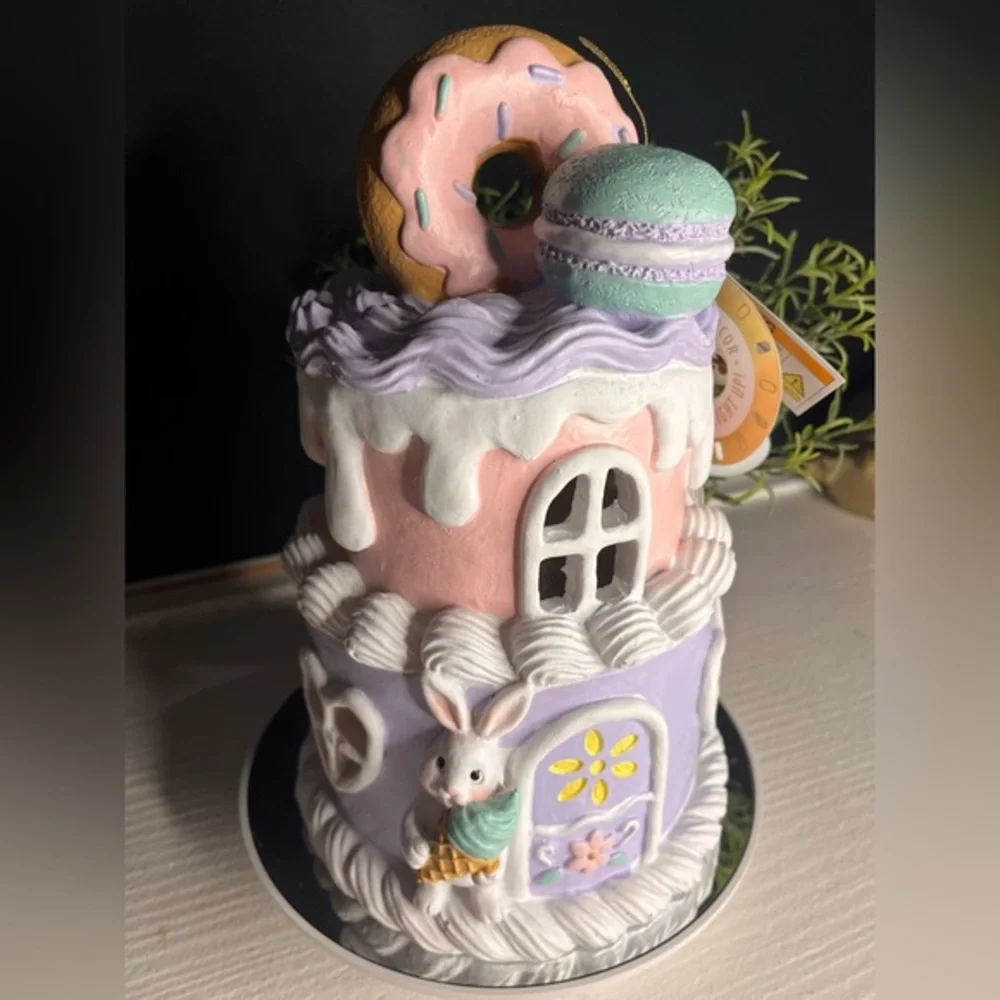 Large Ice Cream Cake Easter Bunny House Pastel Macaron Donut Decor NWT